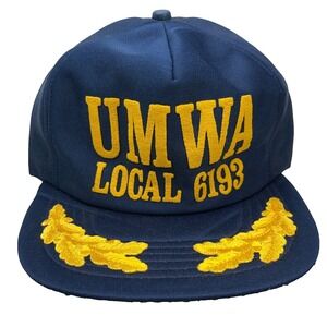 Vintage UMWA Trucker Hat Coal Mining Union Mine 80s Made In USA Leafs Puffy Cap